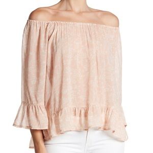 Sanctuary off-shoulder floral blouse in pink